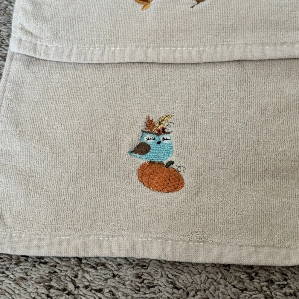 Avanti‎ Thanksgiving Hand Towels Embroidered Cotton Set of 3